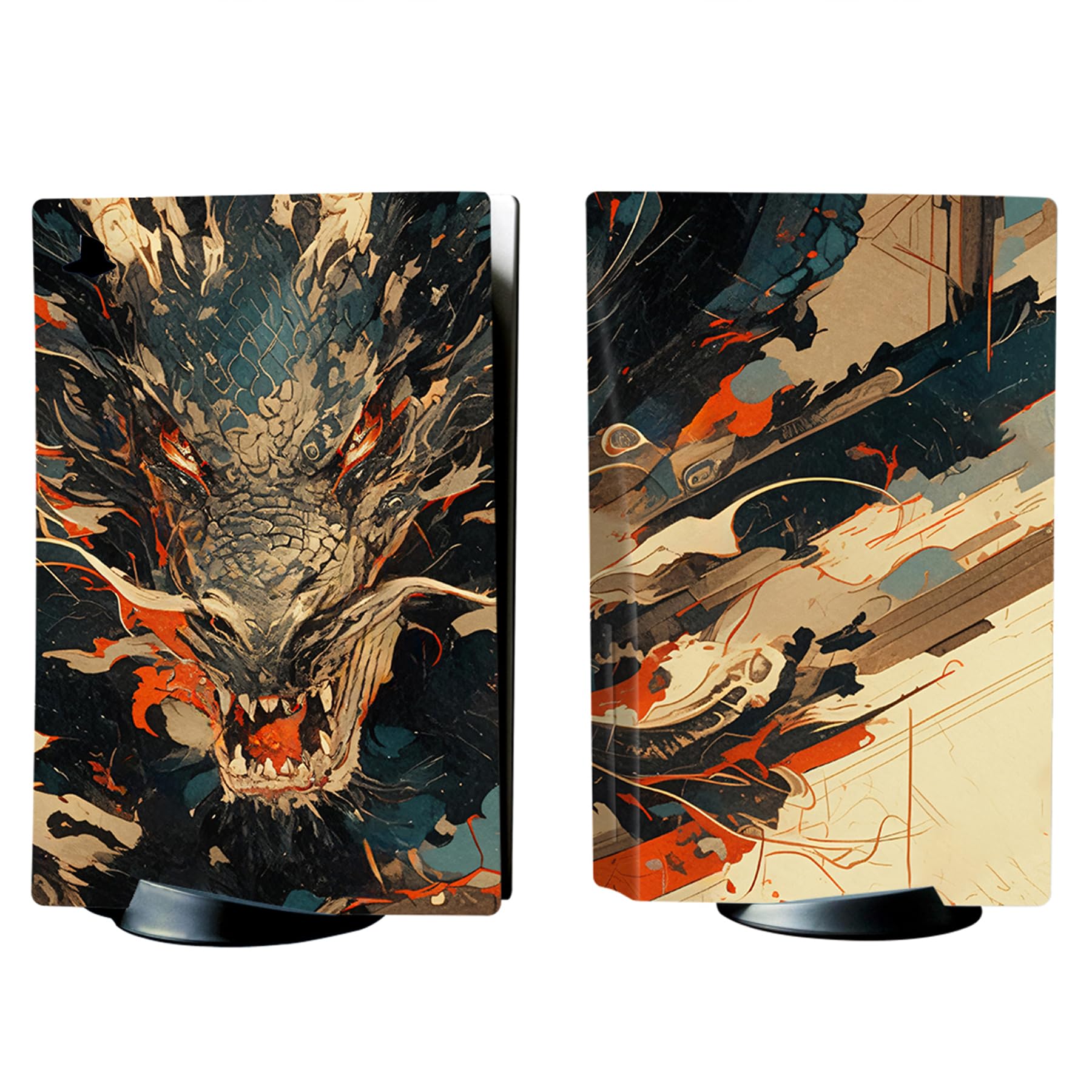 PlayVital Calcomanía Vinilo para ps5 Edición Disc - Pegatina Completa para Consola, Control, Estación de Recarga, Control Remoto y Audífonos, Skins Cubierta Protectora Adhesiva(Furia del Dragón)