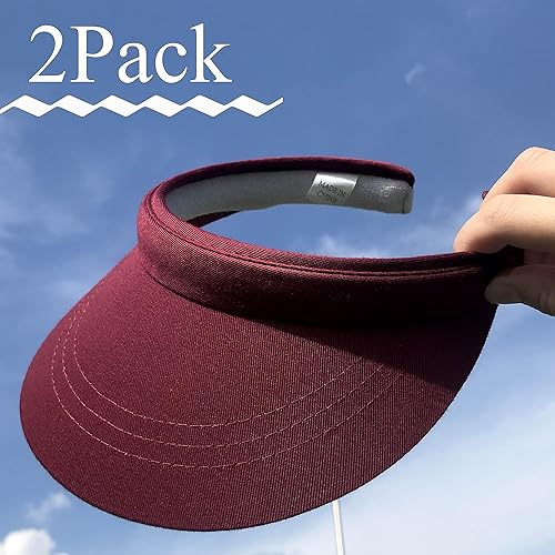 Miniatura 2 de Paquete de 2 viseras para mujeres y hombres, sombrero de sol con clip, ajustable, gorra deportiva de ala ancha