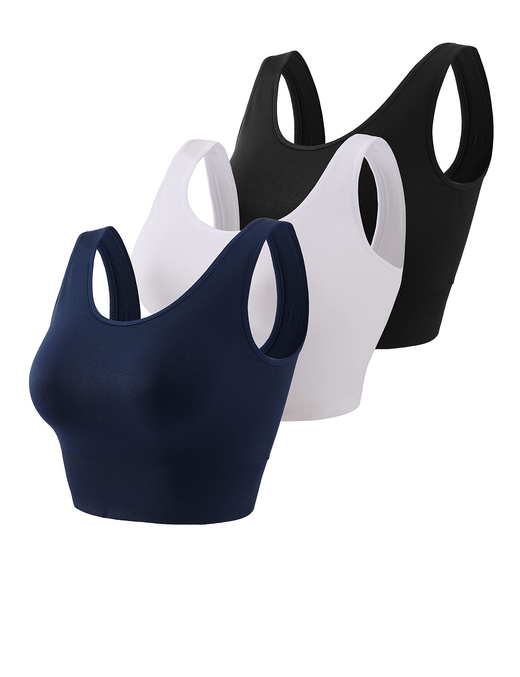 SPRIMEMONG Women's Light Support Sport Bra Wireless Longline Comfy Bra-Seamless Yoga Crop Tops
