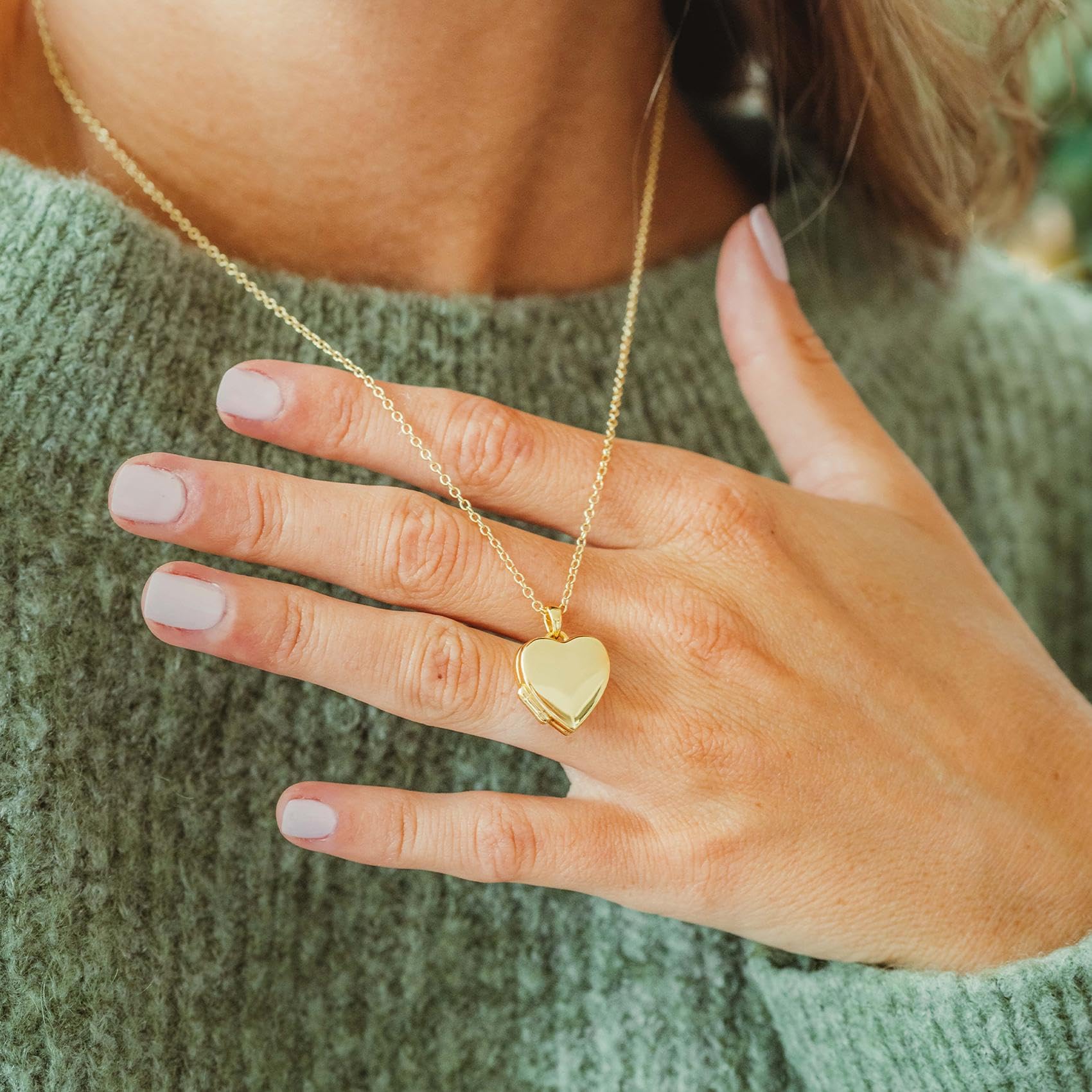 Amoonìc Herz Medaillon zum Öffnen für Bilder Silber 925 und Gold/Rosegold vergoldet I Damen Medallion Amulett Anhänger Aufklappbar | Foto-Service & Gravur