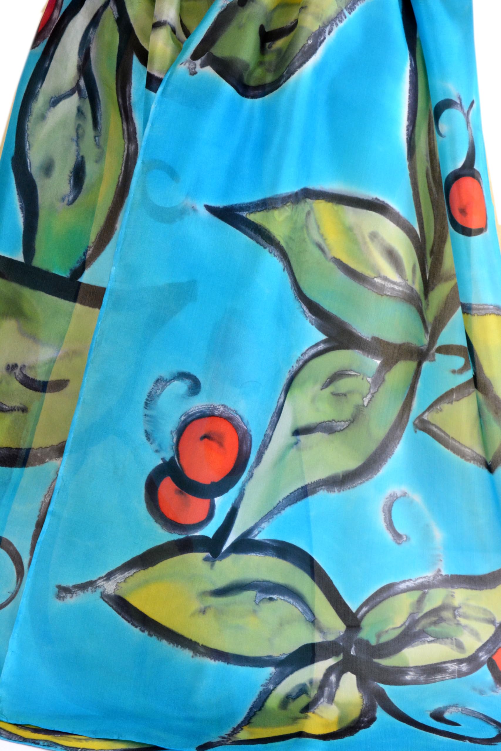 Fular de seda pintado a mano. Pañuelo de seda pintado a mano. 180x45cm