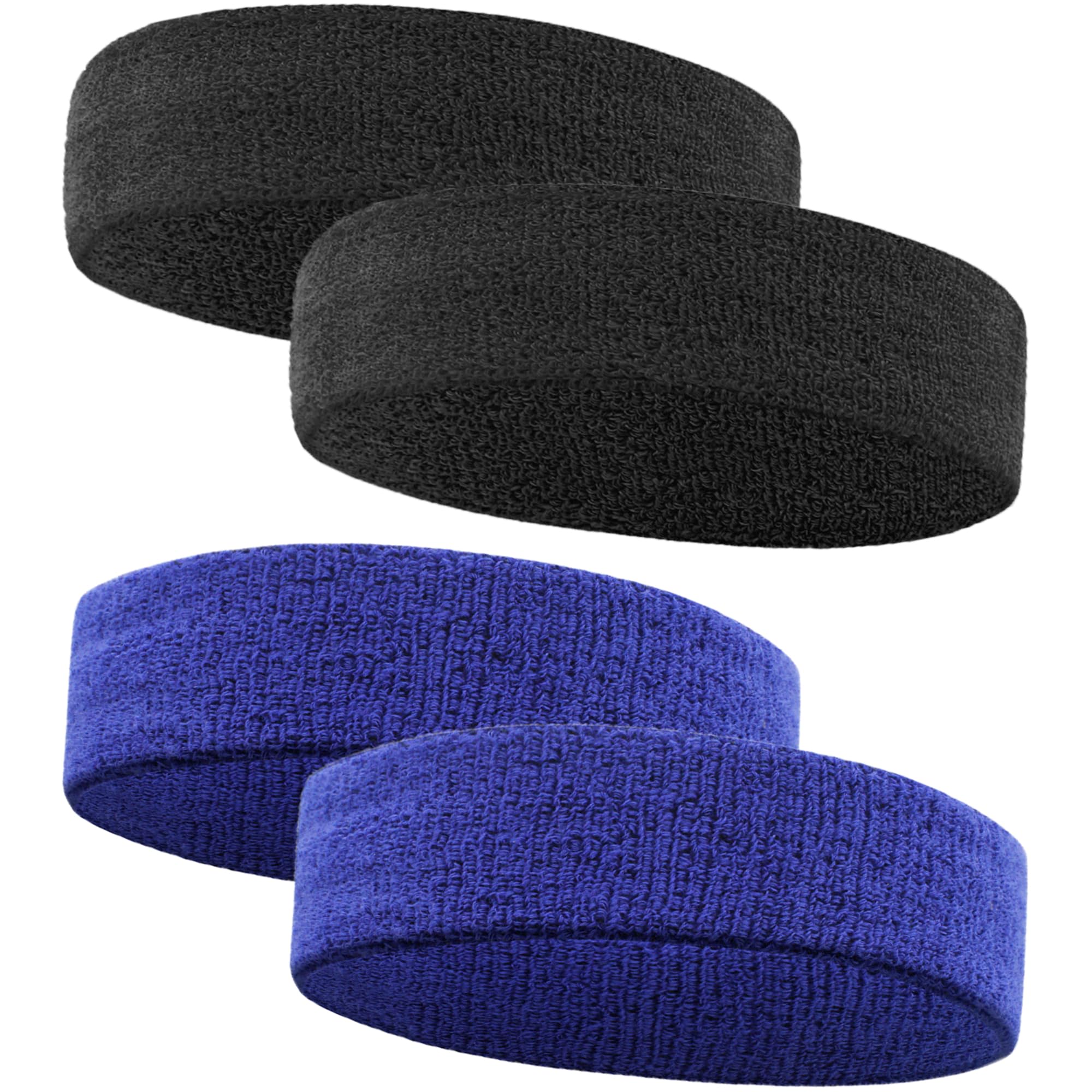 4 Pack Sweatbands Sports Headband for Men and Women, Moisture Wicking Athletic Workout Headband for Running, Tennis, Basketball, Yoga, Gym Stretchy Unisex Sweatband