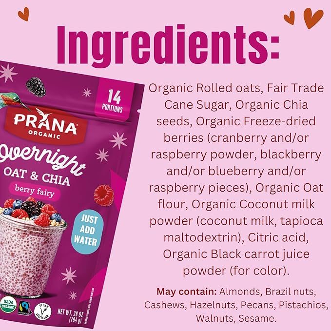 Prana Organic Overnight Chia con Avena Berry Fairy - 28 oz - Pack de 2 miniatura 3