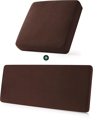 CHUN YI Funda de cojín elástica tamaño mediano, adecuada para sillón y sofá biplaza, color chocolate