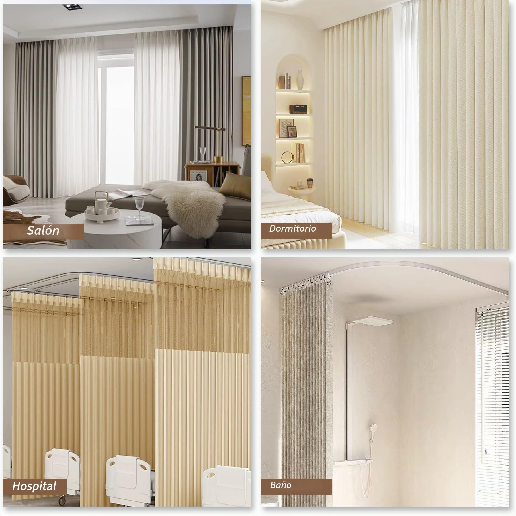 JIHYER Riel Cortina Techo Flexible, 16.4ft(5M) Rieles para Cortinas de Techo, Curvado, PVC, Metal, Plástico y Acero Inoxidable, Blanco, para Montaje en Techo