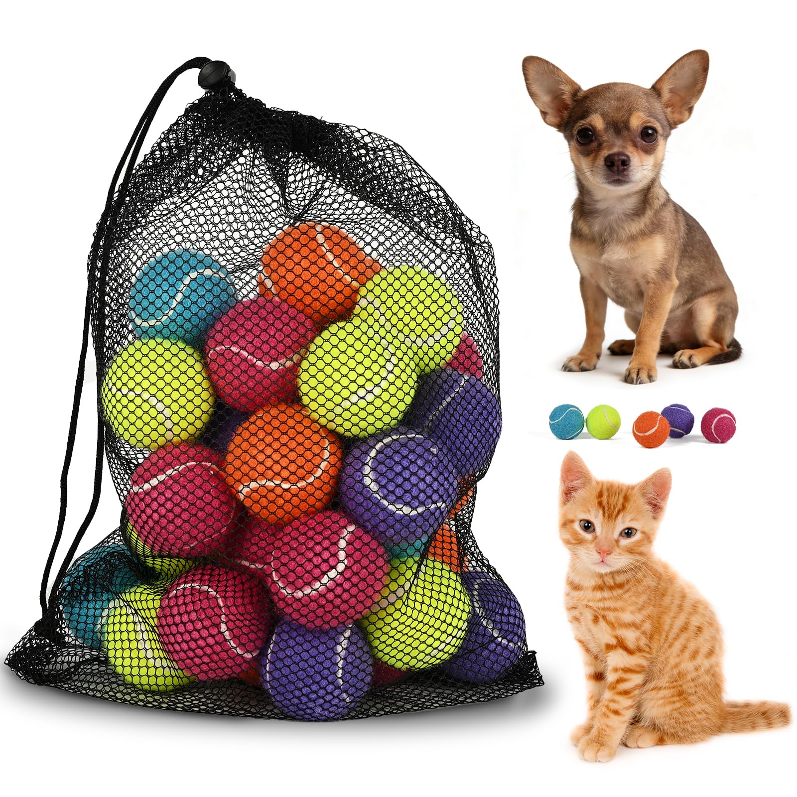 INSUM Mini-Tennisbälle für X-Small Hunde und Katzen, 3,8 cm, weiches Apportierspielzeug für Welpen und Kätzchen, Training und Indoor-Outdoor-Übungen, 20/40 Stück