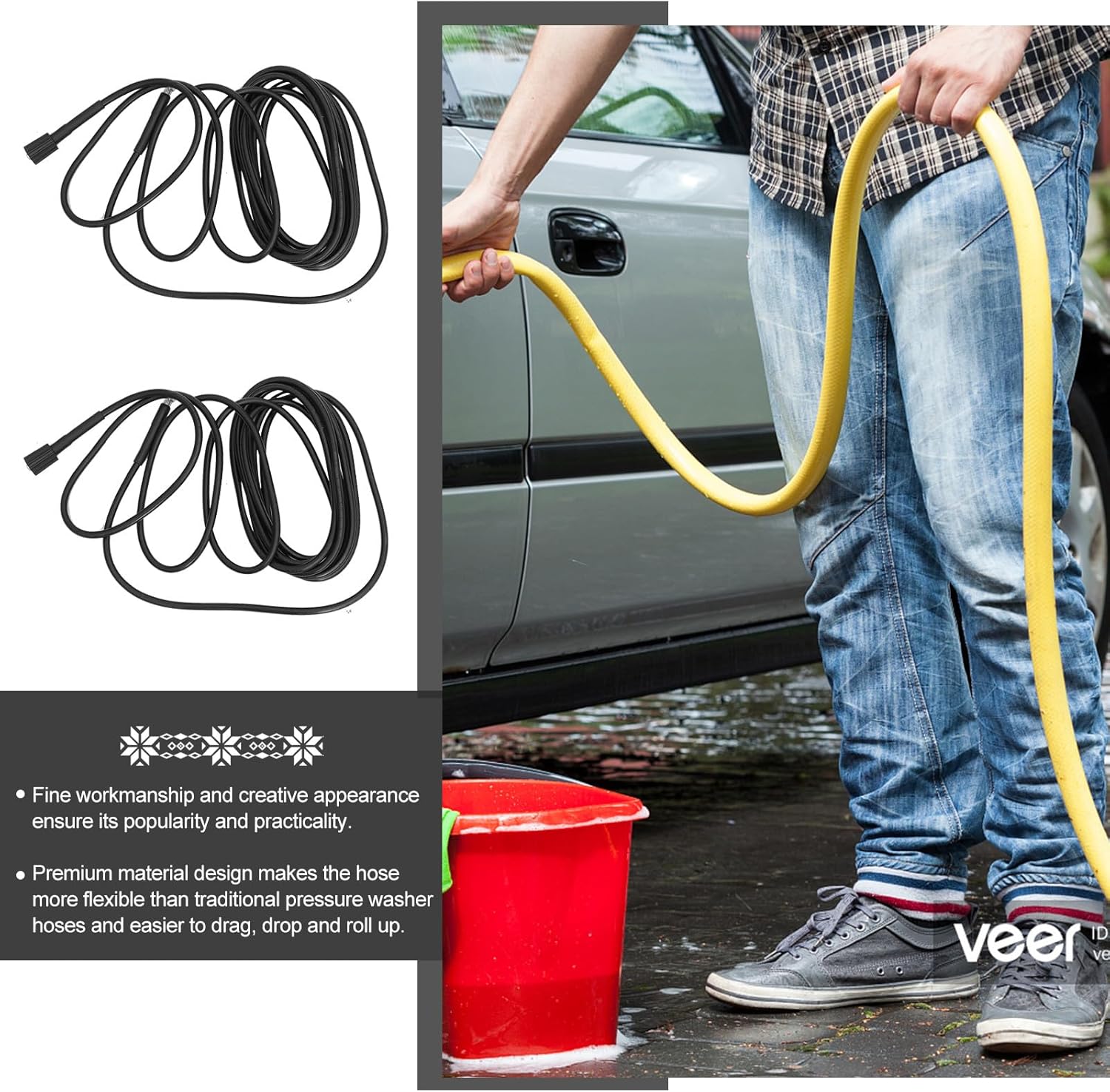 Pressure Washer Extension Hose for K2 K3 K4 8 Meter High Pressure Washer Hose for Car Cleaning Sturdy Water Cleaning Tube