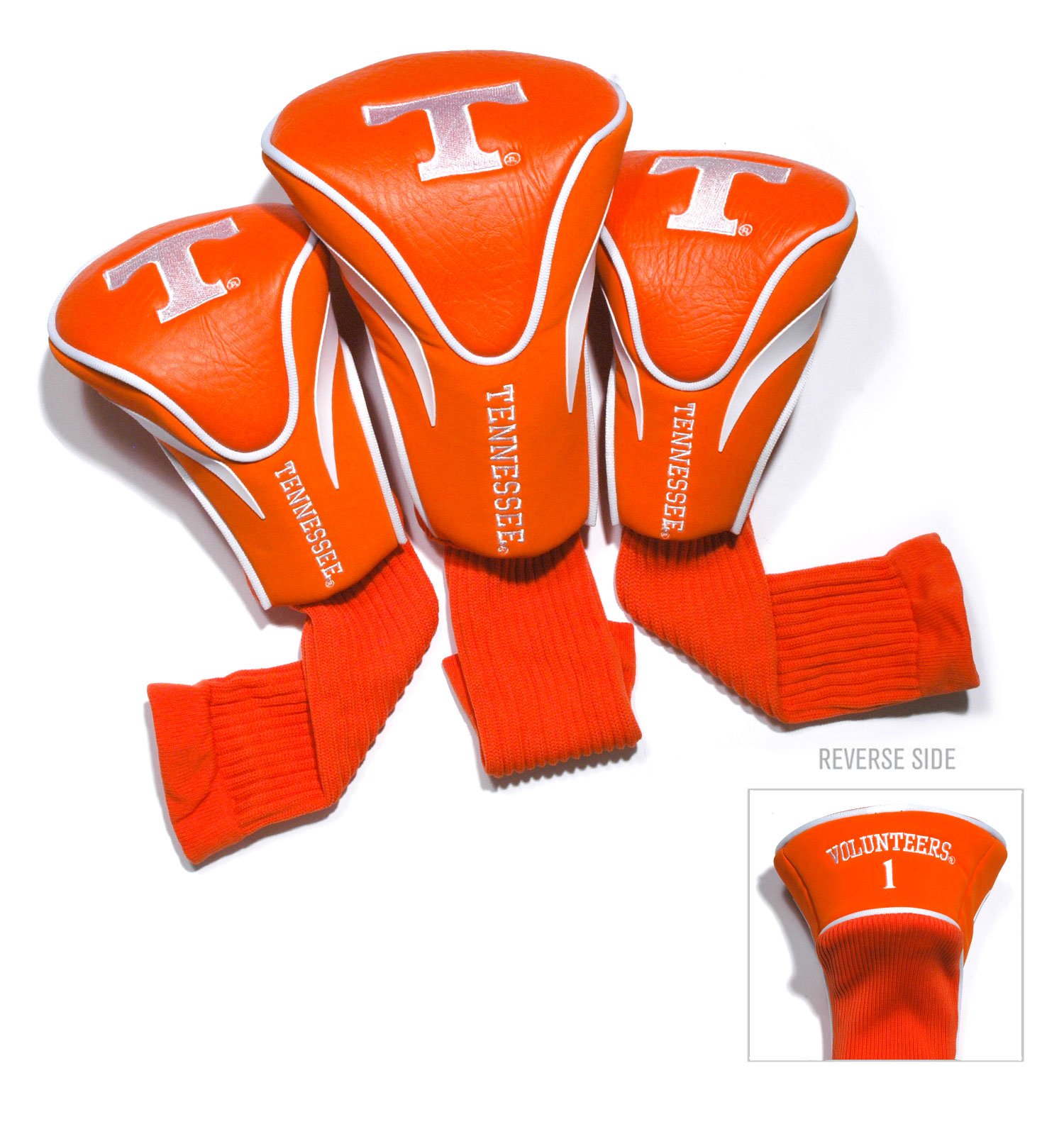 Team Golf NCAA Tennessee Volunteers Contour Golf Club Headcovers (3 Count) Numbered 1, 3, & X, Fits Oversized Drivers, Utility, Rescue & Fairway Clubs, Velour lined for Extra Club Protection