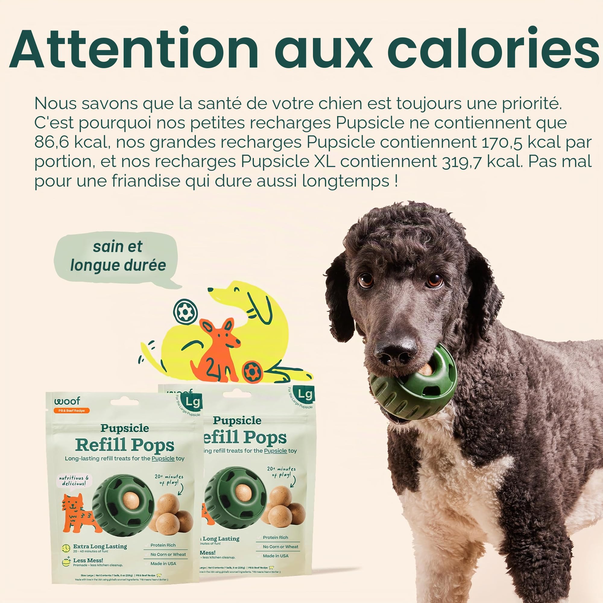 WOOF Pupsicle Pops, délicieuses friandises pour chiens de longue durée, recharges pour chiot, friandises de rechange préfabriquées pour chiens, ingrédients naturels, friandises pour animaux de