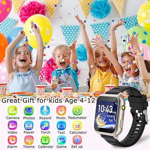 Miniatura 7 de Reloj inteligente para niños con 24 juegos de rompecabezas, pantalla táctil HD, cámara de video, reproductor de música, podómetro, alarma,