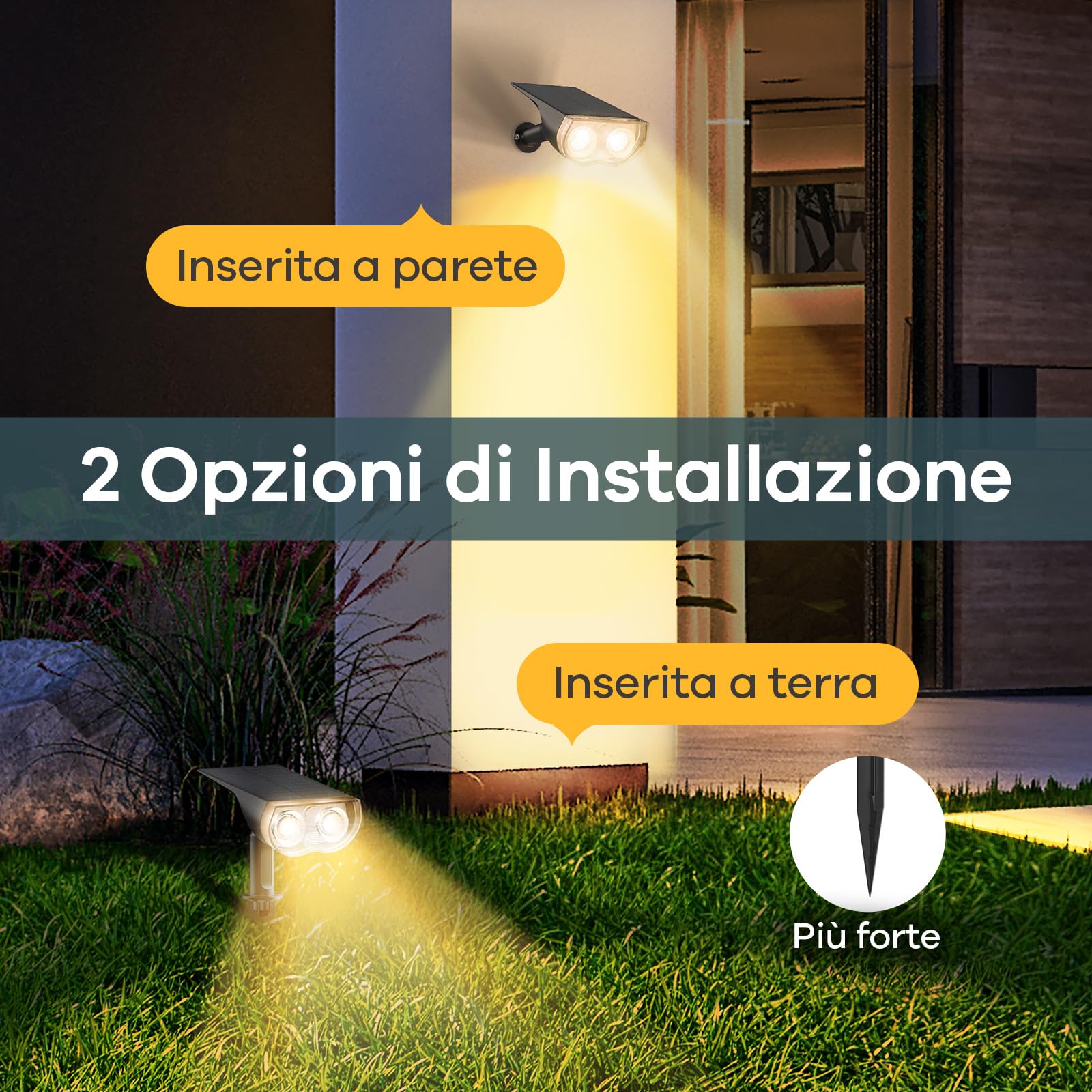 Linkind StarRay Luce Solare Esterno Giardino Bianca Calda, 22 LED Faretti Solari Decorative, 3000K 800LM Lampade Solari da Giardino Impermeabile IP65 per Cortile Prato Piscina, 6 Pezzi