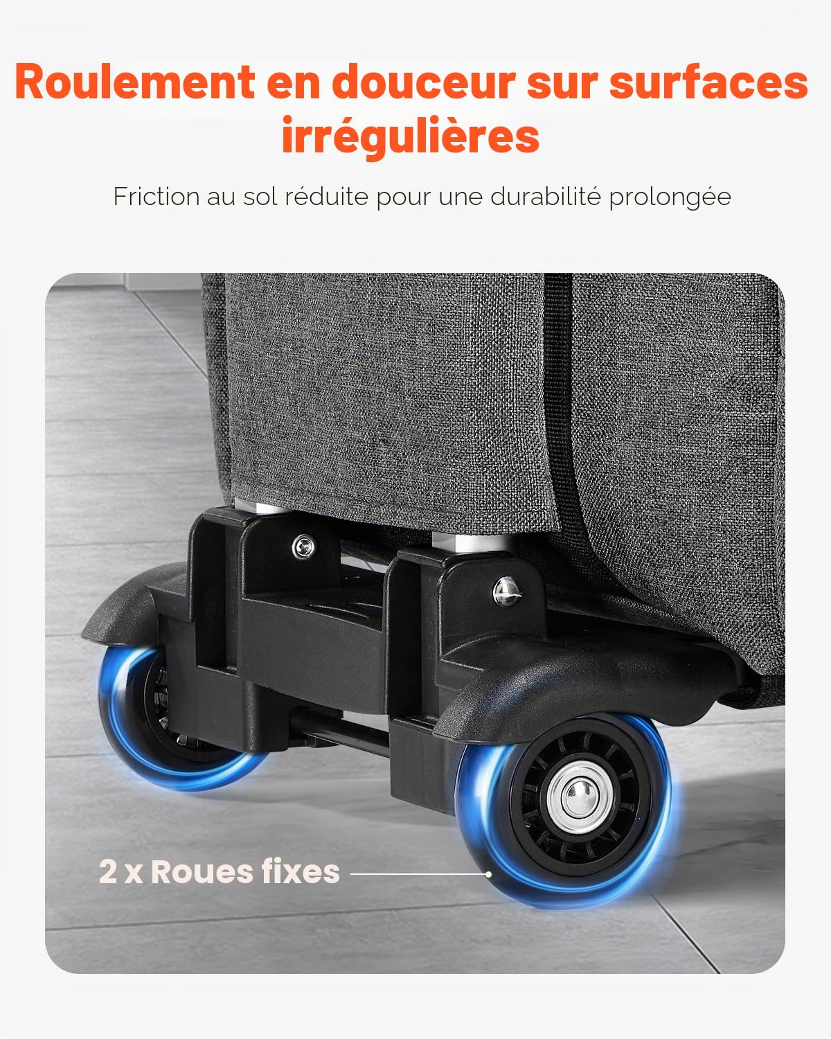 VEVOR Sac à roulettes pour Ordinateur Portable Jusqu'à 15,6 Pouces, Mallette à roulettes de PC avec Chariot Amovible, Poignée Télescopique, Tissu Mat 600D, pour Travail, Voyages, Femmes, Hommes, Gris
