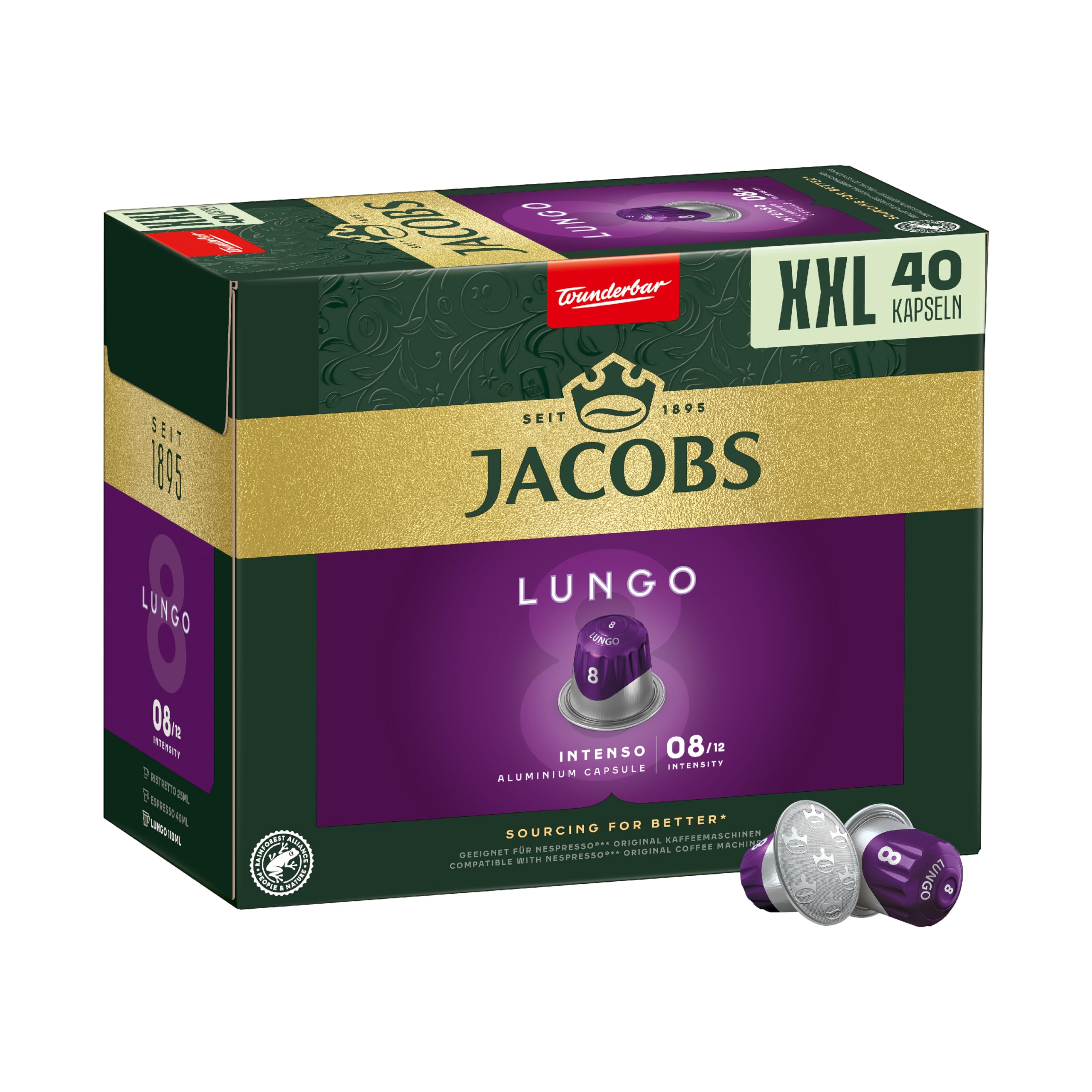 Jacobs Lungo Intenso Kapsułki Kawy, 200 sztuk