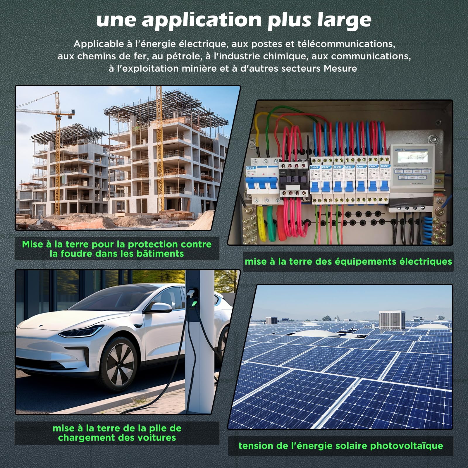 DY4100A Testeur de Résistance à la Terre Numérique, Mesure de Résistance de Mise à la Terre de 2/20/200/2000 Ω, Mesure de Tension CA de 600V Mégohmmètre à Mesure Automatique Amélioré