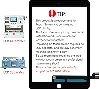 Vista 2 de A-MIND Reemplazo para iPad Pro 9.7 2016 A1673 A1674 A1675 Pantalla táctil (LCD no incluido, no instrucciones) Reemplazo del panel de vidrio frontal
