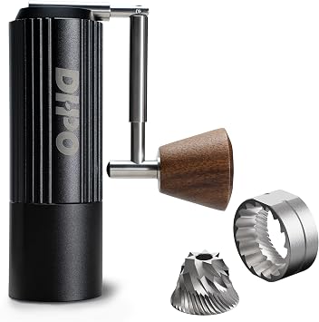 Manual Coffee Grinder With 7 Axis Stainless Steel Conical Burr Mill, Portable Hand Coffee Grinder With Foldable Handle For Espresso, Drip, French Press, Camping, Travel, Home, Black