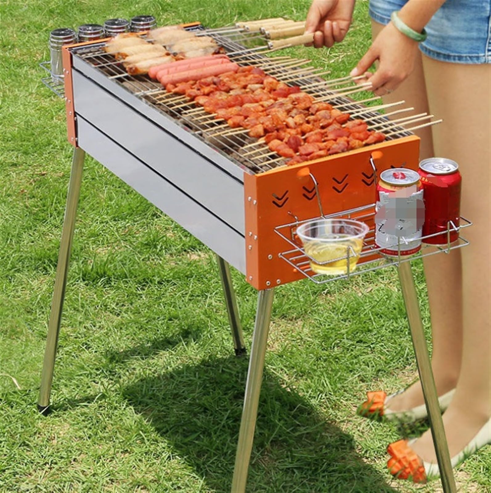 Grill Kempingowy Grill Ze Stali Nierdzewnej Domowy Grill Węglowy Do Ogrodu Na Podwórku Grillowania