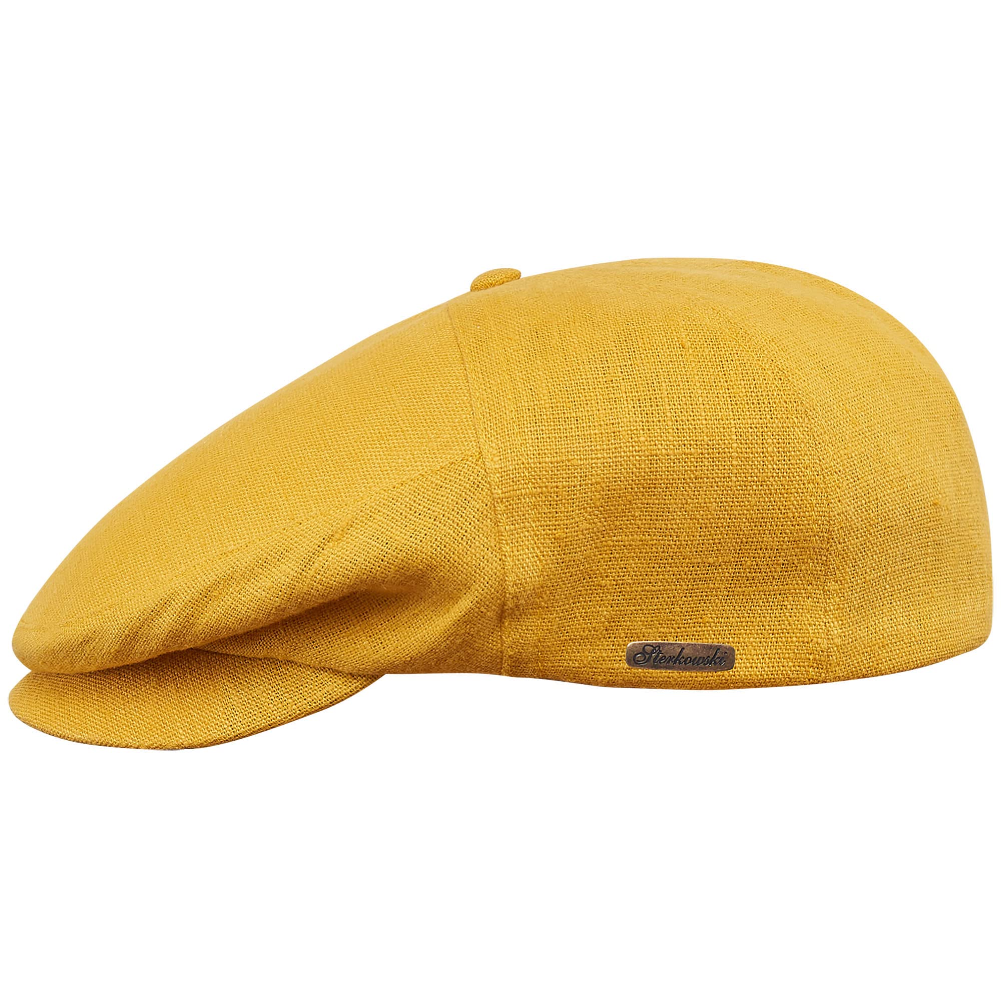 SterkowskiLight Breathable Linen Summer 5 Panel Flat Cap 59 cm Yellow