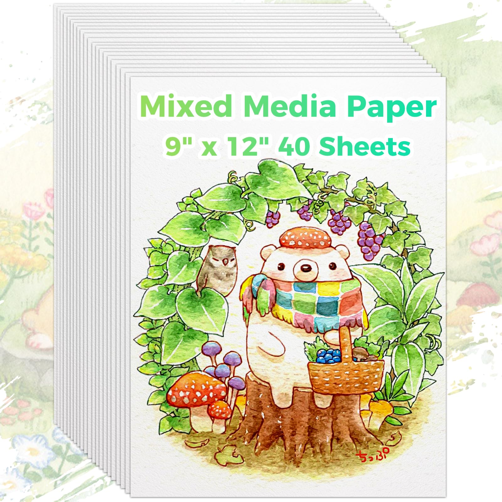 Papier mieszany, 23 x 30 cm, 40 arkuszy (44,5 kg/160 g/m²), wielofunkcyjny, ciężki, luźny papier do rysowania, szkicownika, gwaszu, malowania, szkicownika, książki do rysowania, szkoły