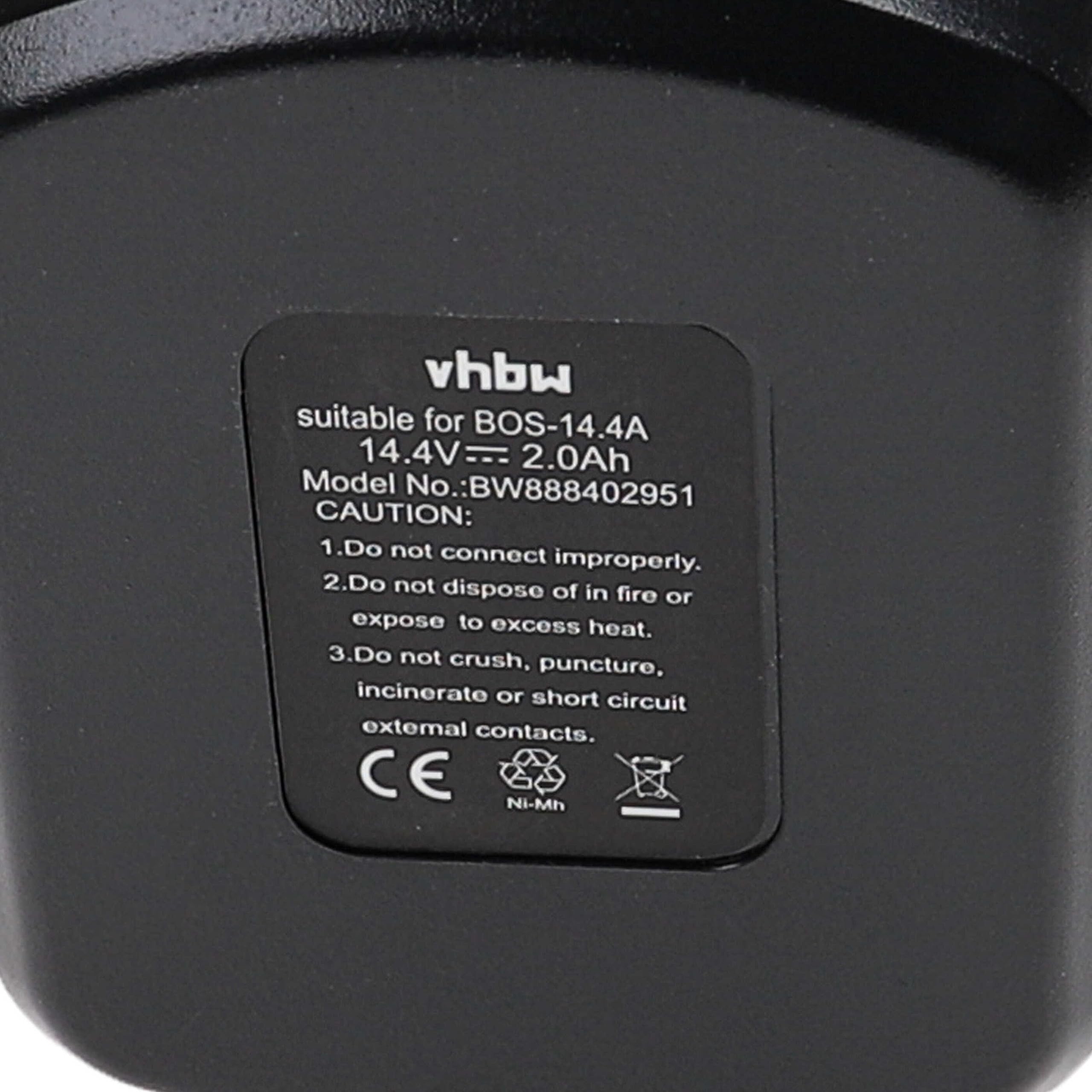 vhbw 2x batteria sostituisce Bosch 2 607 335 711, 2 607 335 699, 2 607 335 694, 2 607 335 686 per utensile elettrico (2000 mAh, NiMH, 14,4 V)