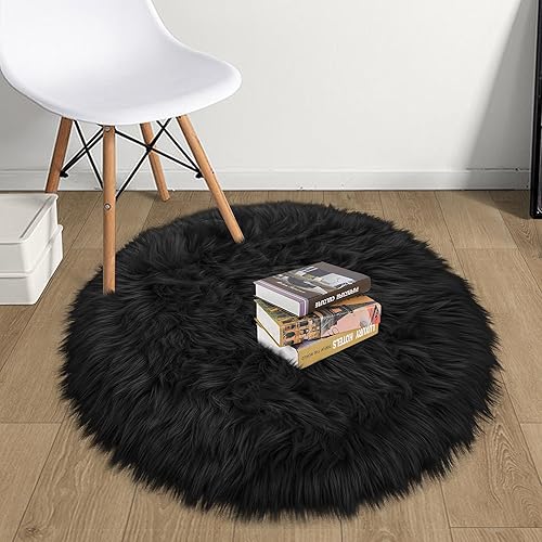 Miniatura 6 de TENNOLA Pink Fur Rug, 4X4 Ft Fuzzy Pink Rug, Fluffy Circle Rugs for Kid's Room Pink Round Rug Cute Rugs for Bedroom Nursery Room Shaggy Circle Rug