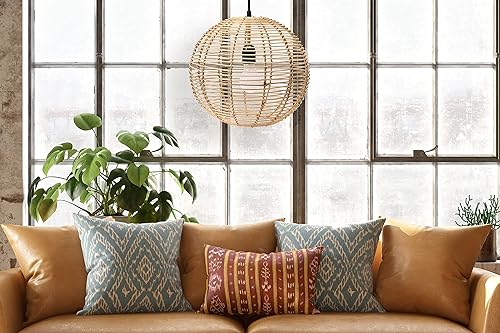 Miniatura 7 de Lámpara colgante de ratán tejida a mano estilo bohemio moderna iluminación de cocina costera, natural