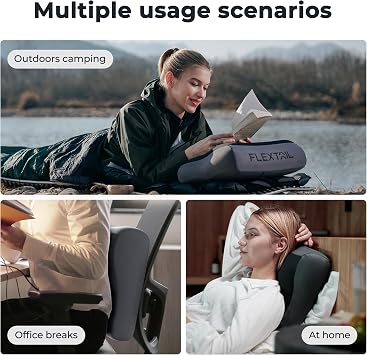 FLEXTAILGEAR Inflatable Camping Pillow, Ultralight Travel Pillows with Washable Cover, TPU Bladder for Camping, Hiking, Airplane, Road Trip, Office
