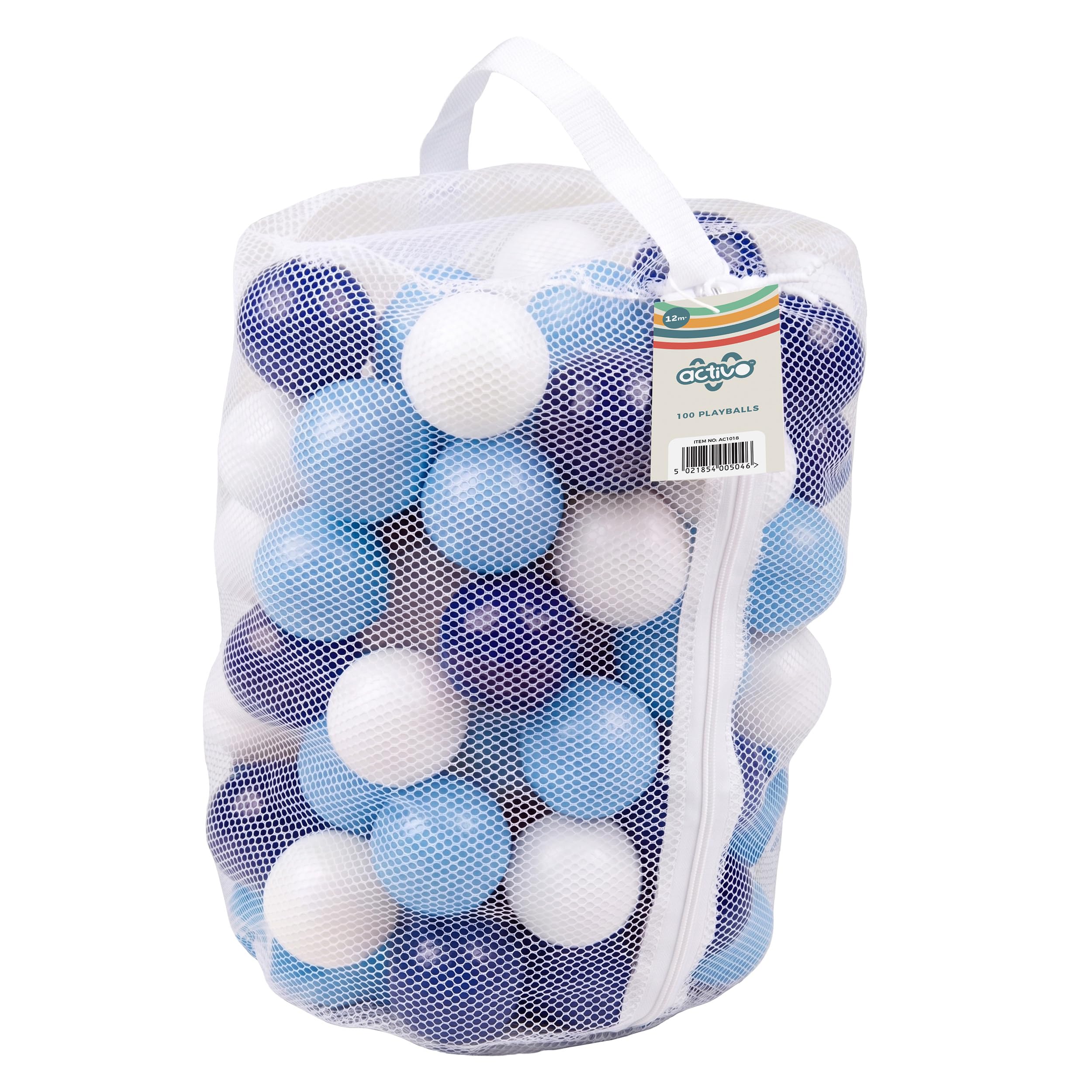 Mookie Activo 100 Blue & White Playballs for Ball Pits with Storage Bag