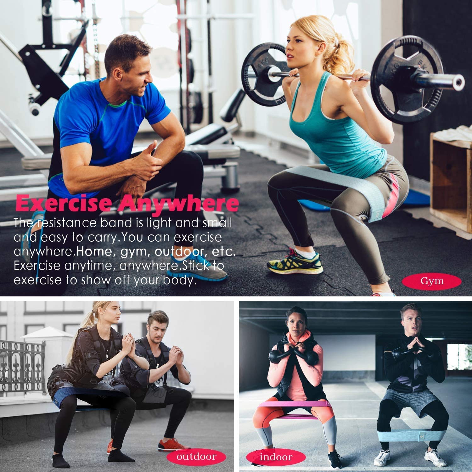 GYMSER Resistance Bands For Legs & Butt - 2019 Upgrade Loop Bands For Hip Workout, Squats, Therapy - View #4