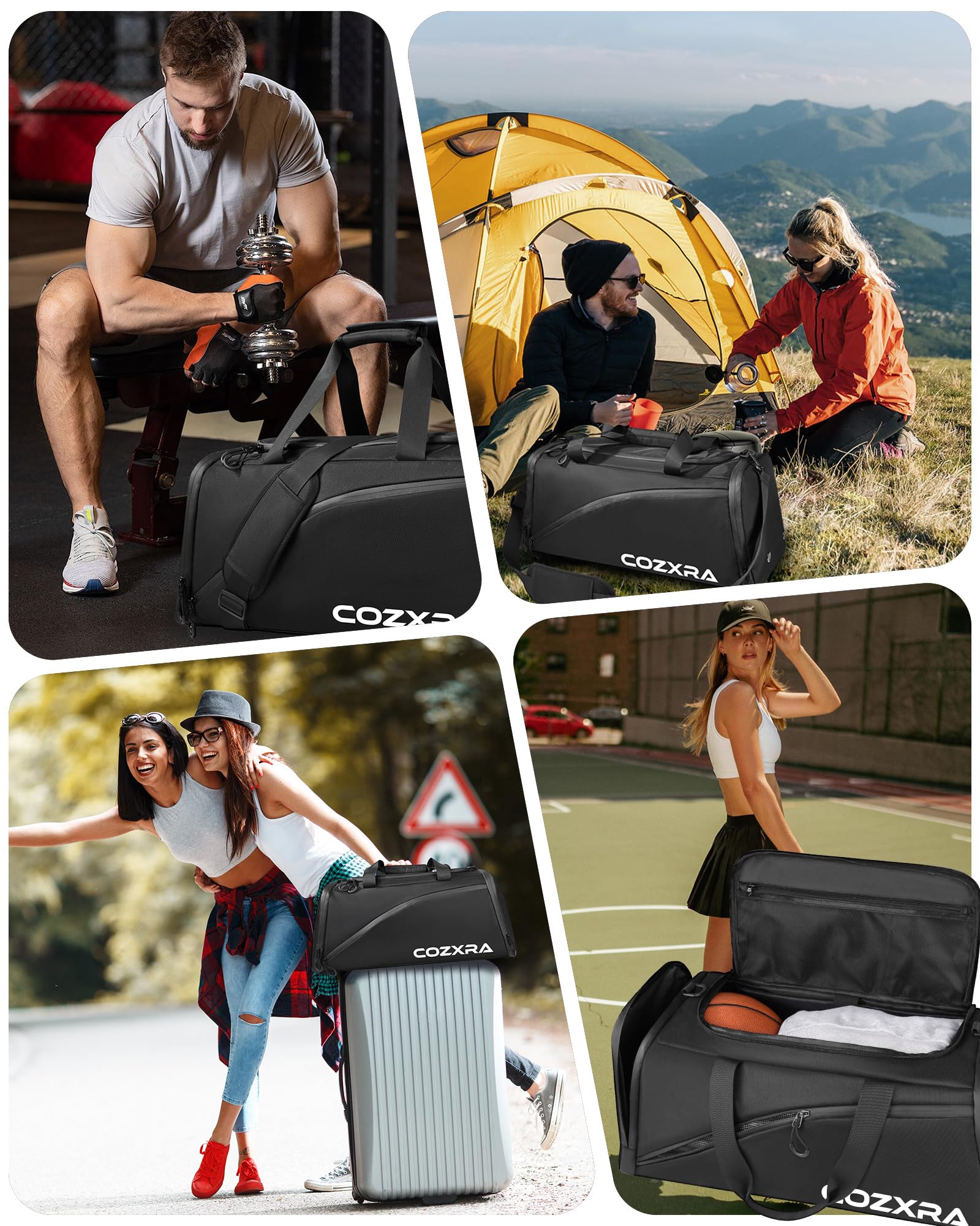 Borsone per Uomo, 40L Borsone Palestra Uomo con Porta Scarpe e Tasca, Impermeabile Borsone Sportivo Uomo per la Palestra, il Campeggio, i Viaggi di Lavoro e i Viaggi