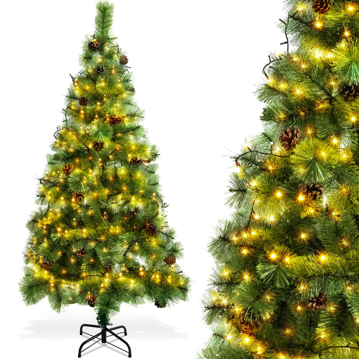 Albero di Natale artificiale con 500 rami e pigne, PVC verde, 180 cm | Leroy Merlin