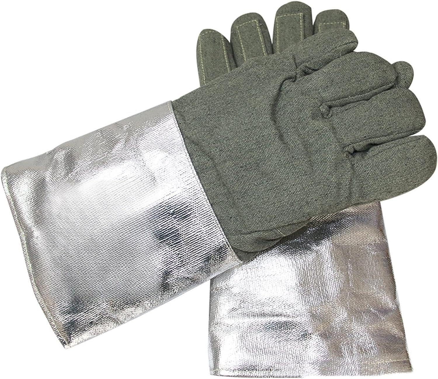 PIWINE Gartenhandschuhe, schnittfeste Handschuhe, feuerfeste Handschuhe, Schweißhandschuhe, bissfeste Handschuhe, Isolierhandschuhe aus Aluminiumfolie for Metallurgie, Herd, Grill und andere Zwecke