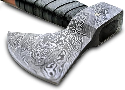 Miniatura 6 de Bonito hacha vikinga de acero de Damasco hecha a mano, hacha, hacha para acampar y senderismo, regalo de cumpleaños, regalo personalizado, hacha con