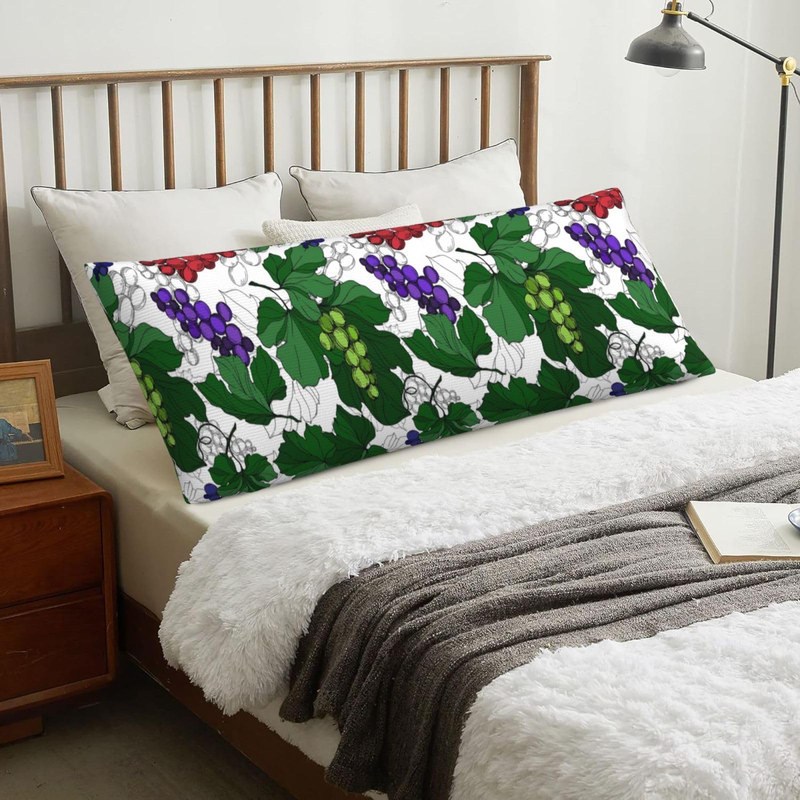 Grapes Pattern, Body Pillow Cover with Zipper,Long Body Pillowcase 20 x 60 in