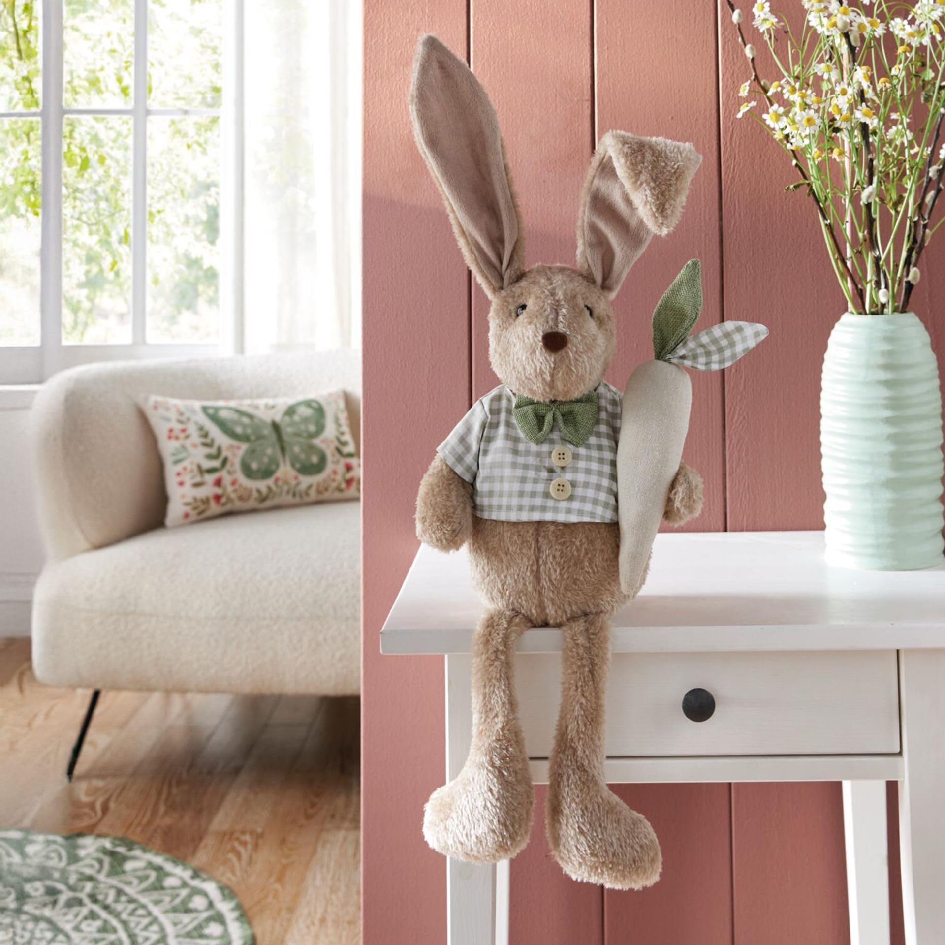 FRANK FLECHTWAREN Kantenhocker Hase Henry, Polyester, Metall, Sand, schwere Qualität Maße: Höhe 60 cm