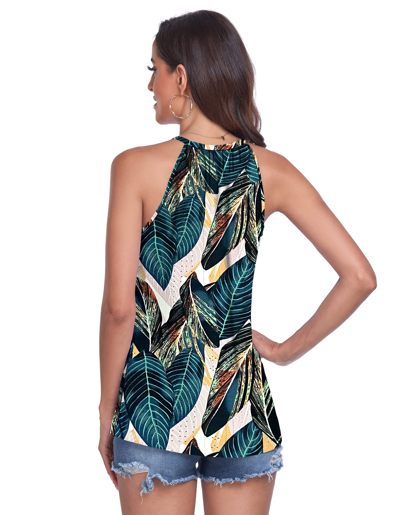 WNEEDU Canotte Donna Estiva Top con Collo Halter Senza Maniche Cami Shirt Canotta Donna Elegante