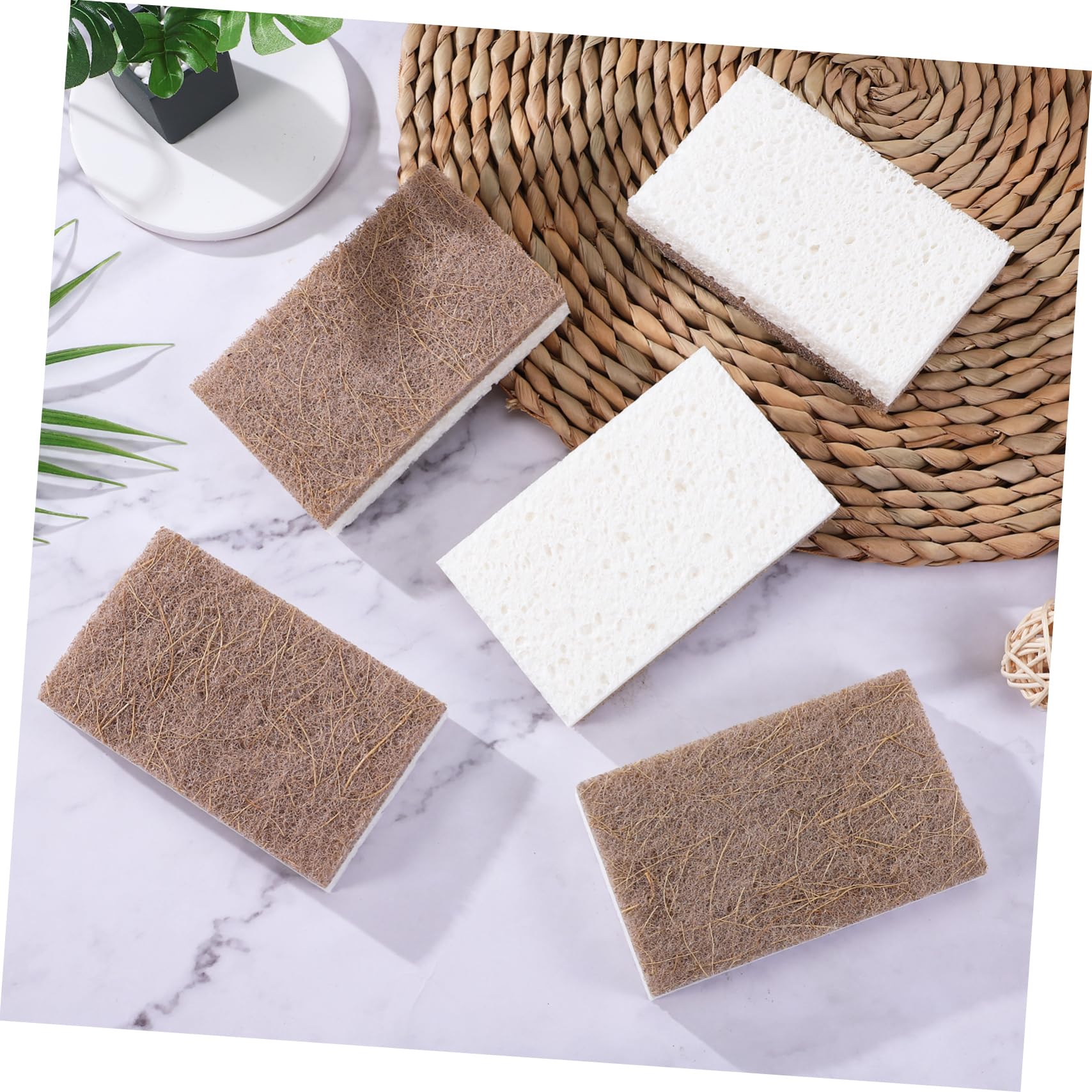 SOLUSTRE 12 Piezas Esponjas de Cocina Absorbentes con Fibra de Natural y Pulpa de Madera Estropajo para Limpieza Diaria Fregaderos y Baños Duraderas Rayas