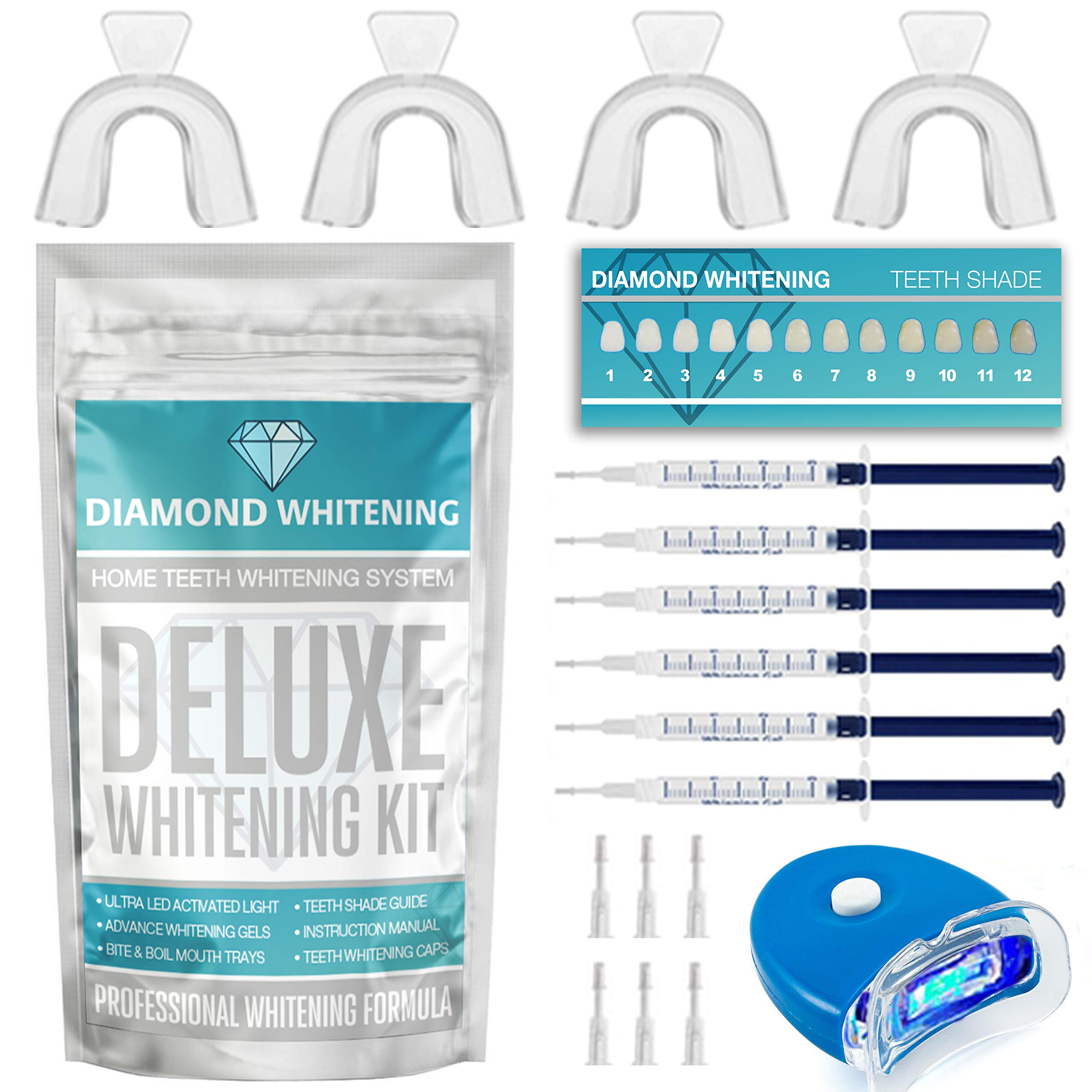 Diamond WHITENING Teeth Whitening Kit, Deluxe-Edition with LazerCoco, More Effective Than Strips or Charcoal, Say Hi to Your New Smile