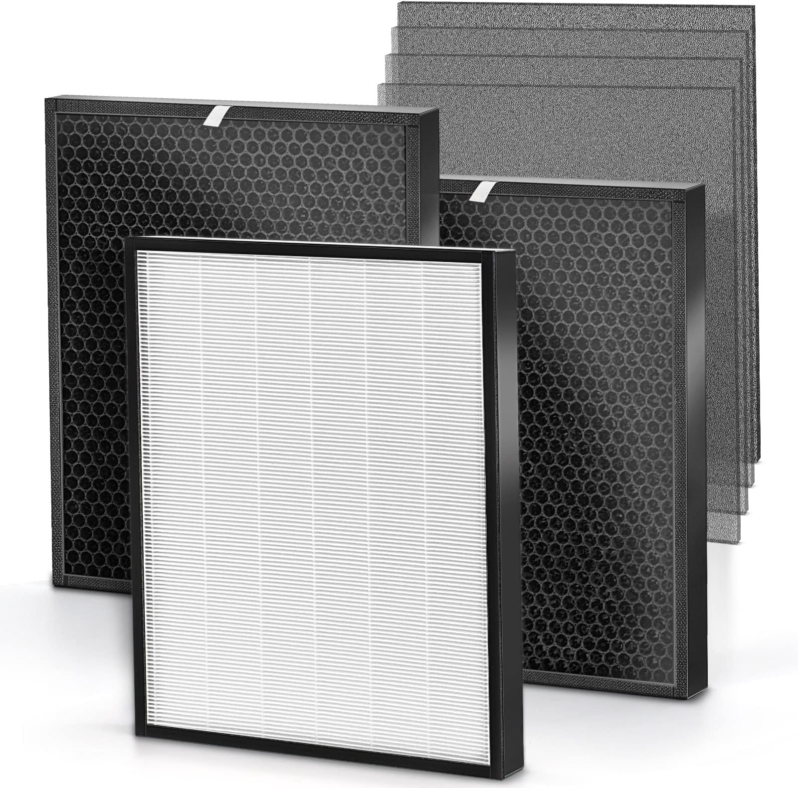 HSIAMENAD3000 Replacement Filter Set Compatible with Air Dr. Purifier Model AD3000 AD3000M 3000, Includes 1x HEPA Filters, 2X Carbon VOCs Filters and 4X Extra Pre-Filters