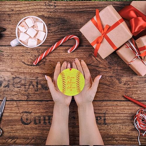 Miniatura 4 de 12 piezas de adorno de Navidad de sóftbol 2022, adorno personalizado para árbol de Navidad, adorno redondo de acrílico con purpurina, decoración