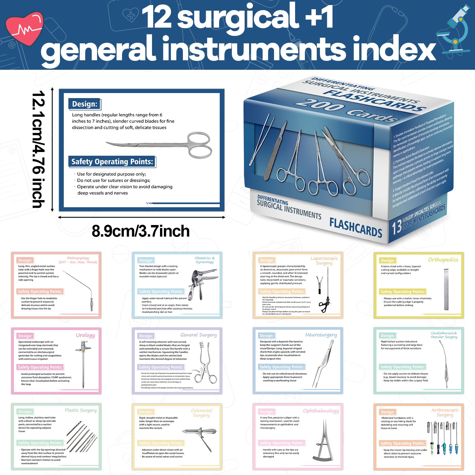 Amazon.com: 200Pcs Surgical Instruments Flashcards 13 Specialties