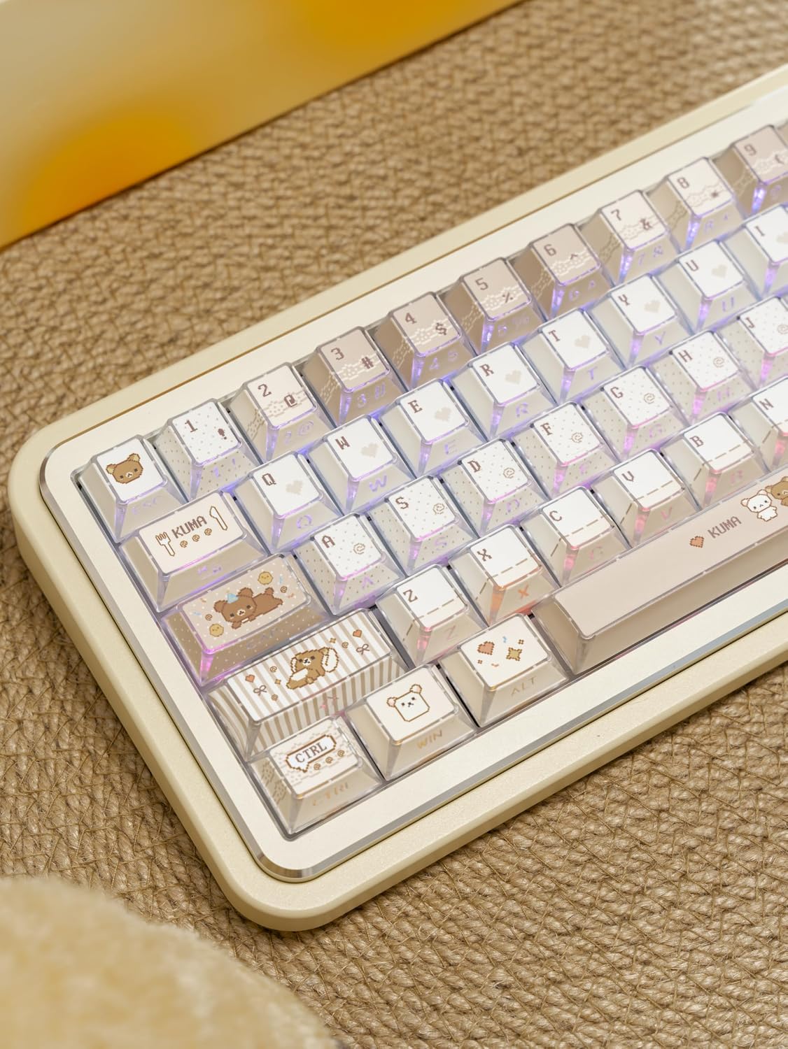 PBT Keycaps Pixel Brown Bear Shine Through MX Switch Key Cap