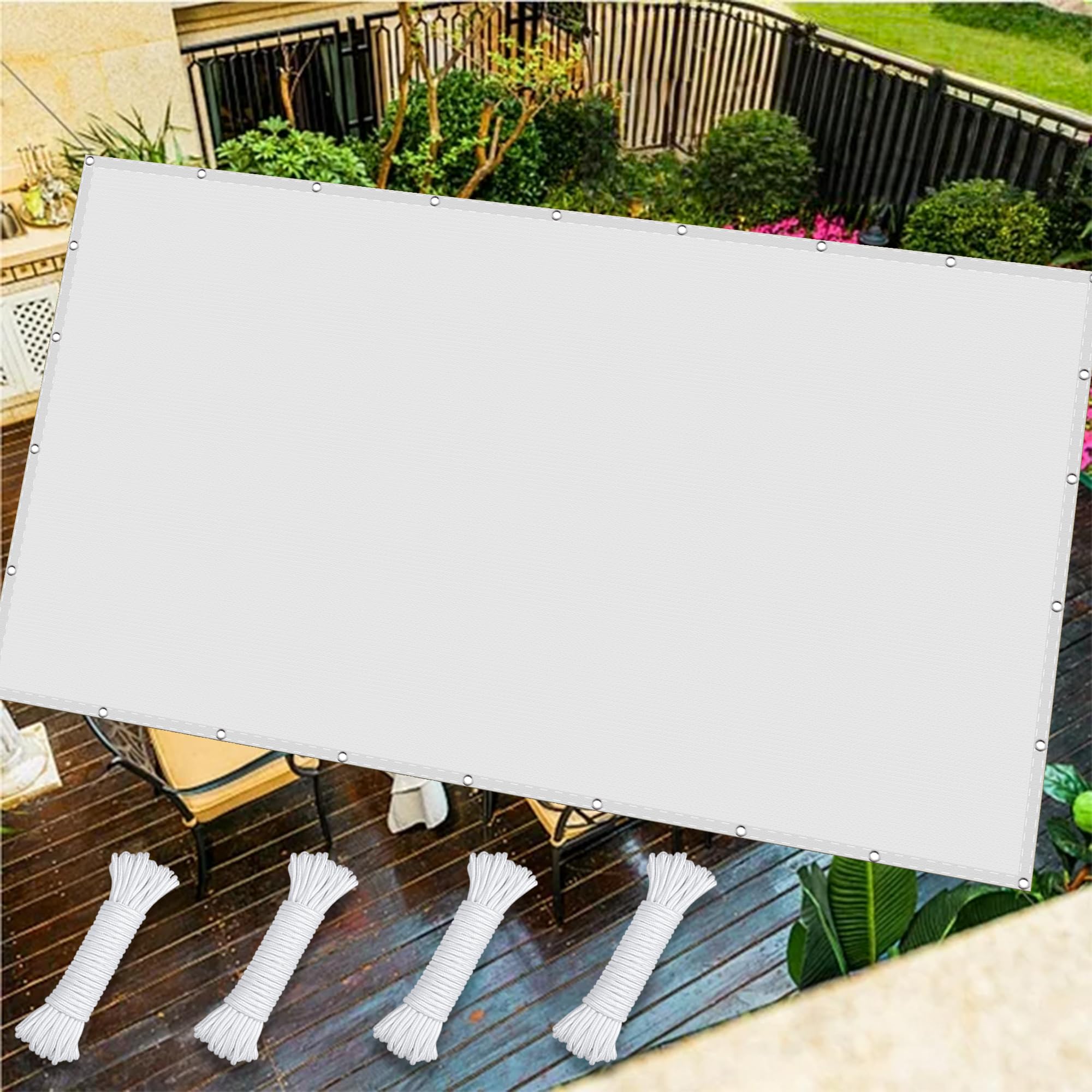 Sonnensegel Rechteckig, 1,2x4 M – Wasserdicht, Mit 98 % UV-Schutz, Inkl. Befestigungsset Für Garten & Terrasse