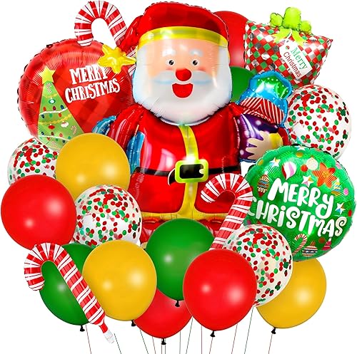 Miniatura 8 de KatchOn, Juego de globos de Papá Noel con estrella – 32 pulgadas, paquete de 10 | Globo de Papá Noel para decoraciones de globos de Navidad | Juego