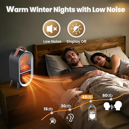 Miniatura 4 de Calentador eléctrico portátil para chimenea, 1500 W750 W, mini calentador de espacio para uso en interiores con llama 3D, termostato, asa de