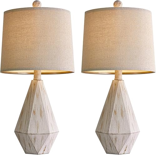 Miniatura 6 de PoKat - Juego de 2 lámparas de mesa rústicas de 20.25 pulgadas para dormitorio, sala de estar, vintage, retro, tradicional, para habitación