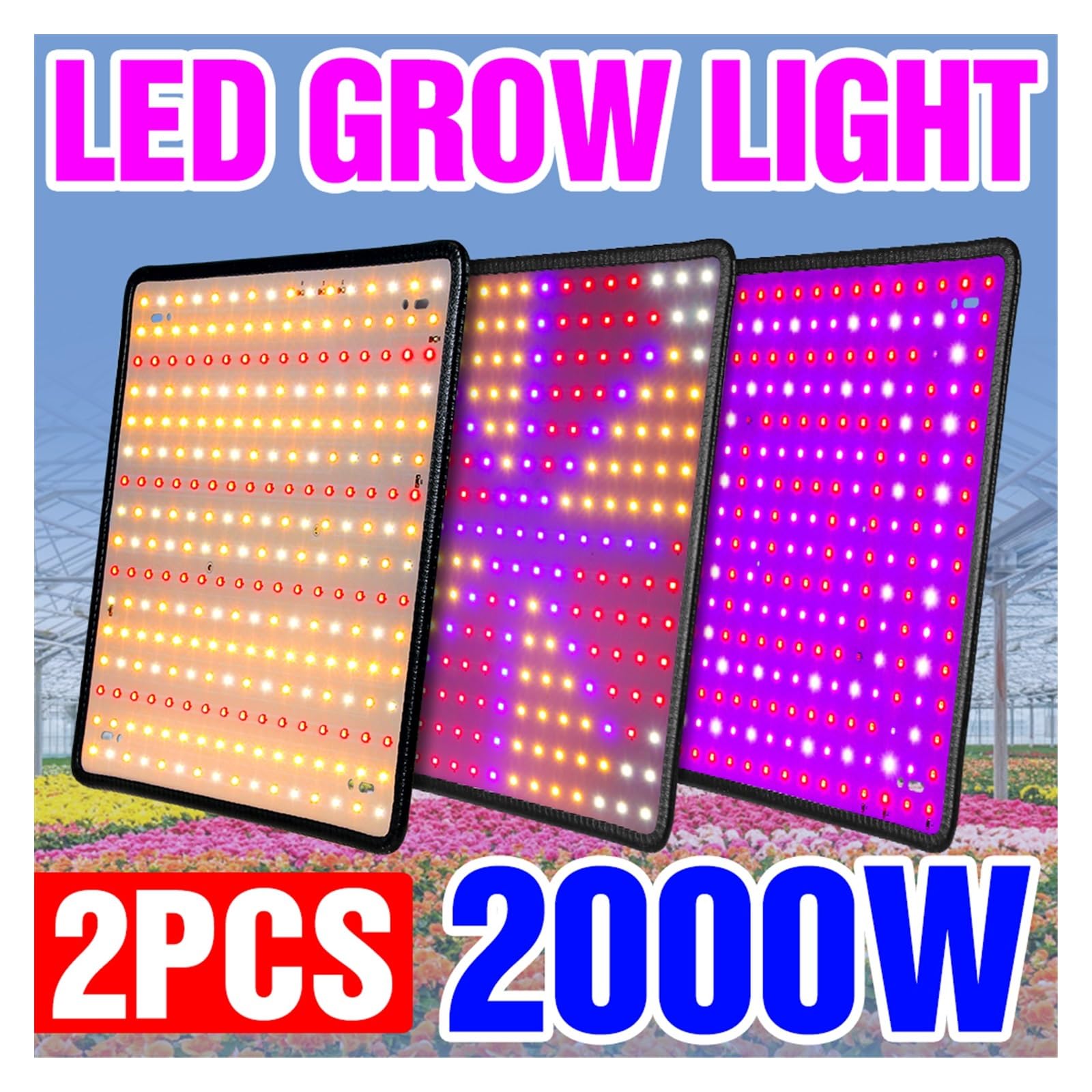 Lampada per Piante, 2 PZ LED Coltiva La Luce Lampada a Spettro Completo Coltiva La Crescita Delle Piante Lampada 1000 W 2000 W Tenda Idroponica Semi di Fiori Luce 85-265 V(Type G-1500W-169leds)
