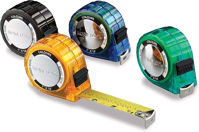 Komelon USA 3516 Couleurs Mesure de bande avec lame en acier revêtu acrylique, 16-Inch par 1-Inch, Couleurs assorties, (Purchase est pour 1 PC ONLY)