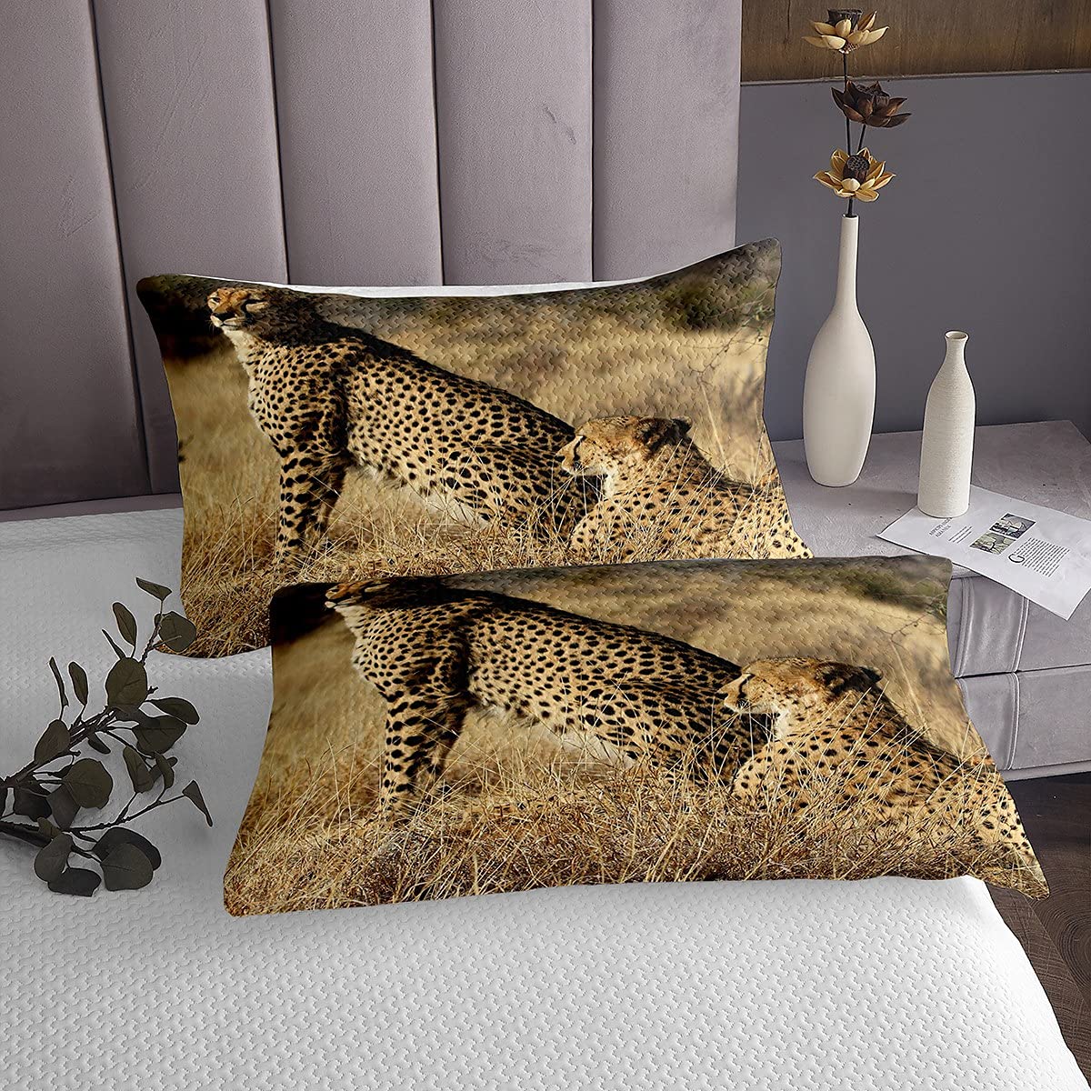 Homemissing Leopard Comforter Safari Cheetah Copriletto trapuntato con animali selvatici per ragazzi ragazze bambini stile fauna selvatica leggero set copriletto matrimoniale