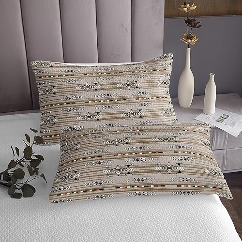 Miniatura 8 de Erosebridal Juego de colcha azteca tamaño Queen, diseño de calavera de toro exótica acolchada para niños, atrapasueños, diseño de plumas de tribu